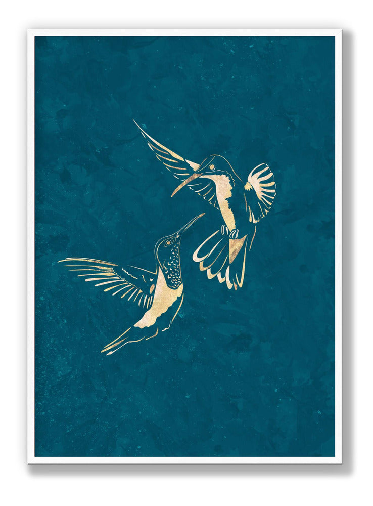 Gold Hummingbird Line art Silhouettes 3