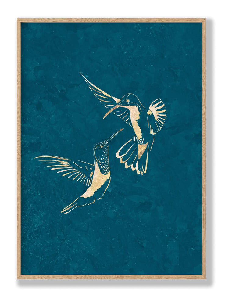 Gold Hummingbird Line art Silhouettes 3