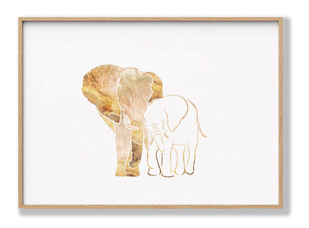 Gold Elephant Line art Silhouettes 4