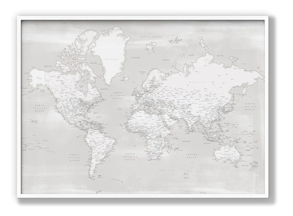 Detailed world map with cities, Maeli neutral