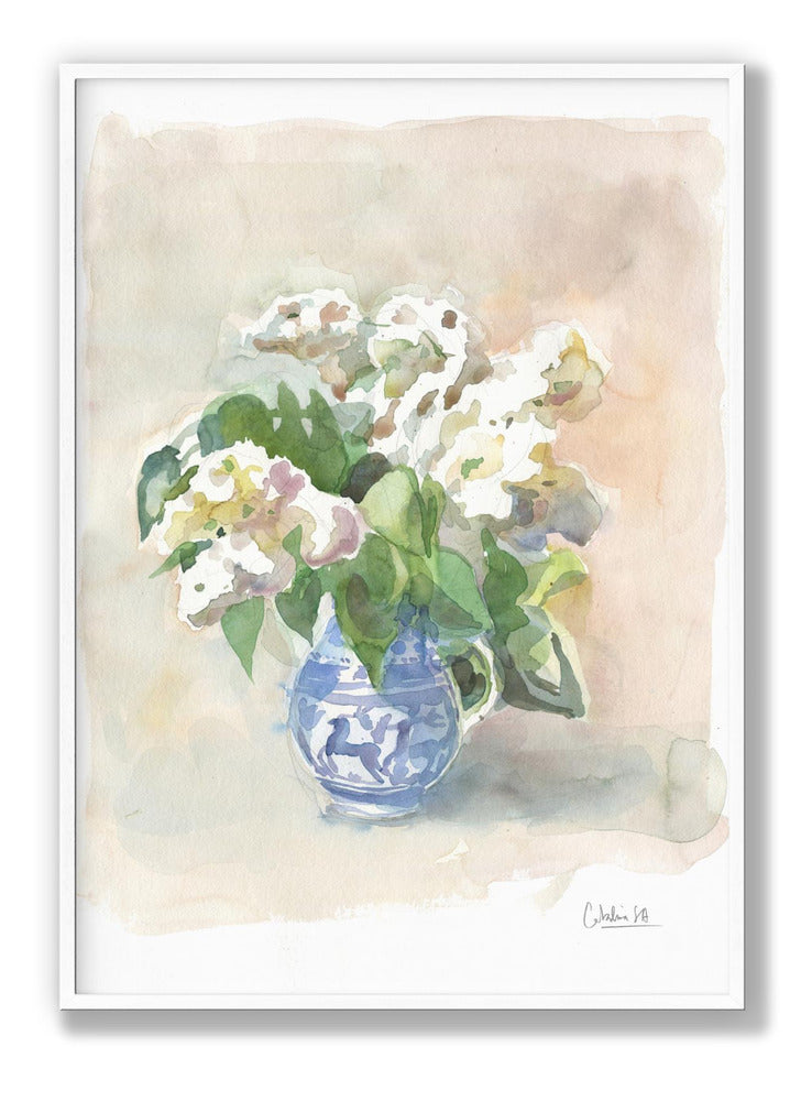 White Lilacs In A Vase Watercolor