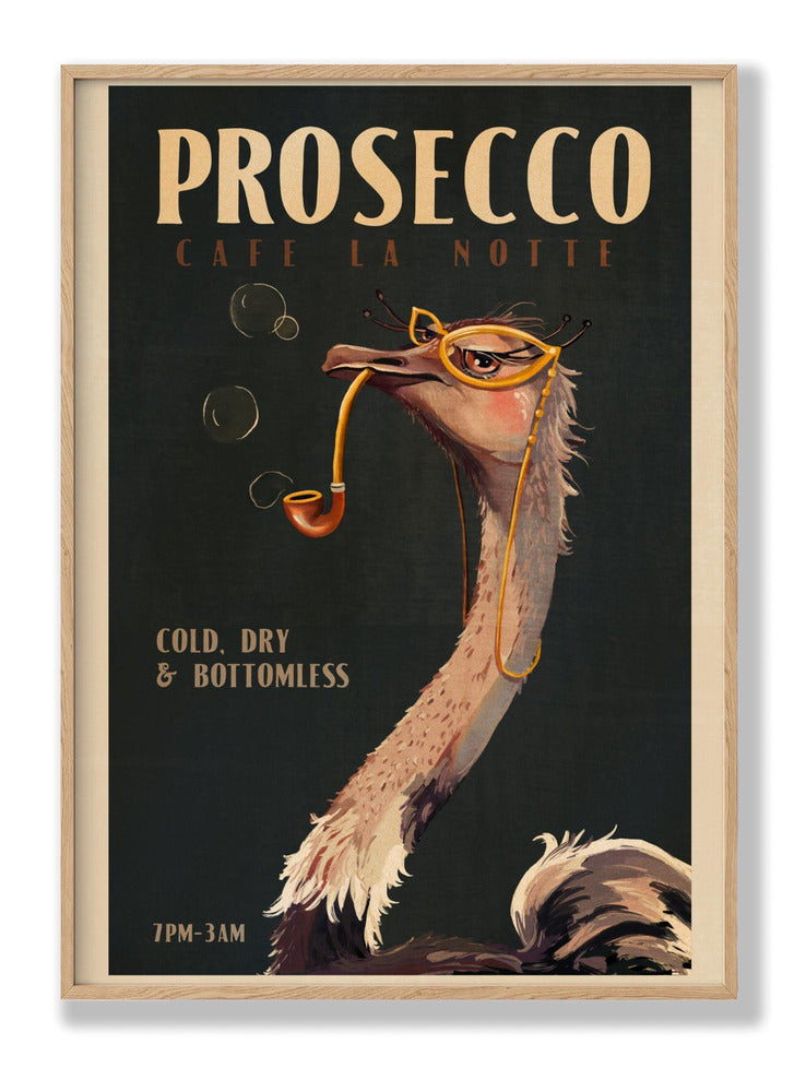 Art Deco Prosecco Wall Art Of An Ostrich