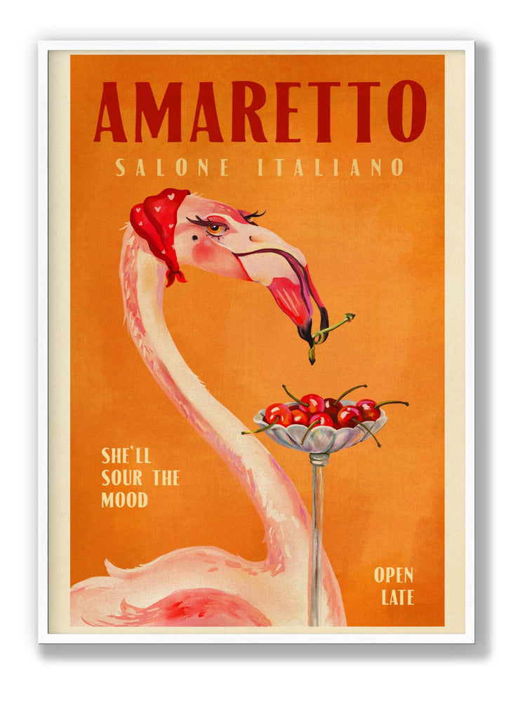 Amaretto Flamingo Art Deco Italian Cafe Travel Art