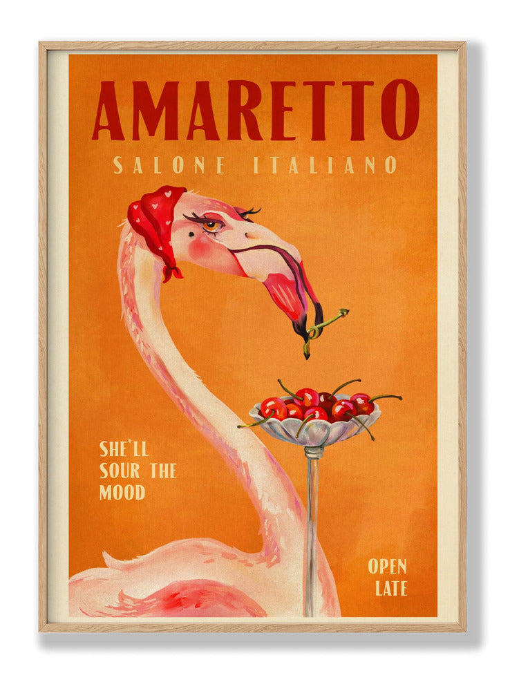 Amaretto Flamingo Art Deco Italian Cafe Travel Art