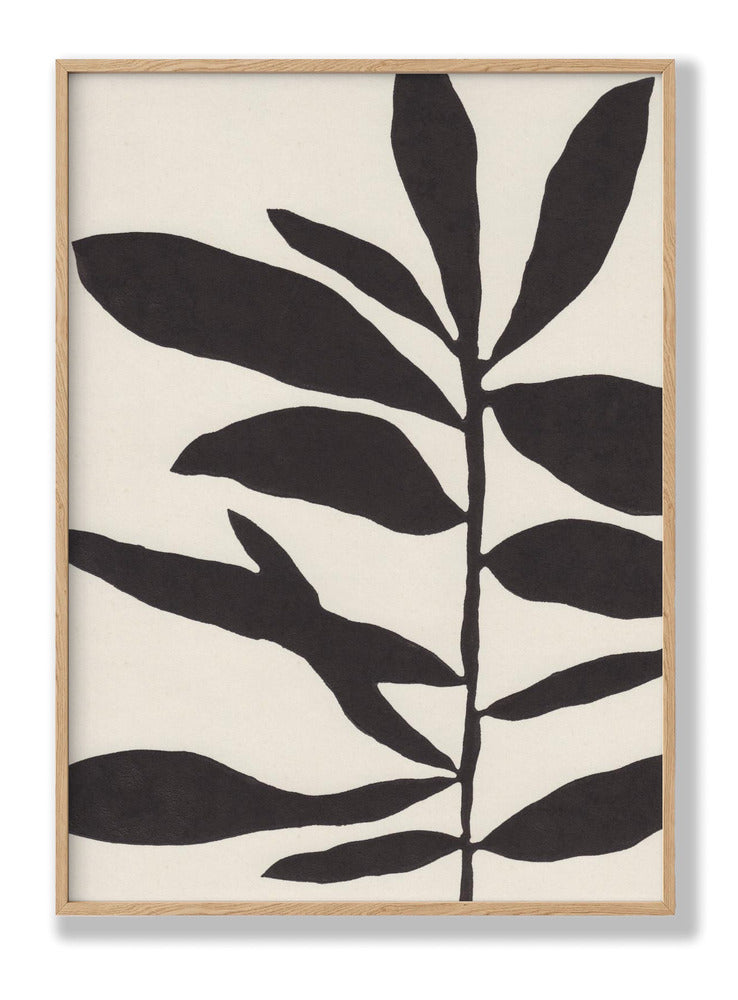 Linocut Branch No1 Black &amp; White Poster