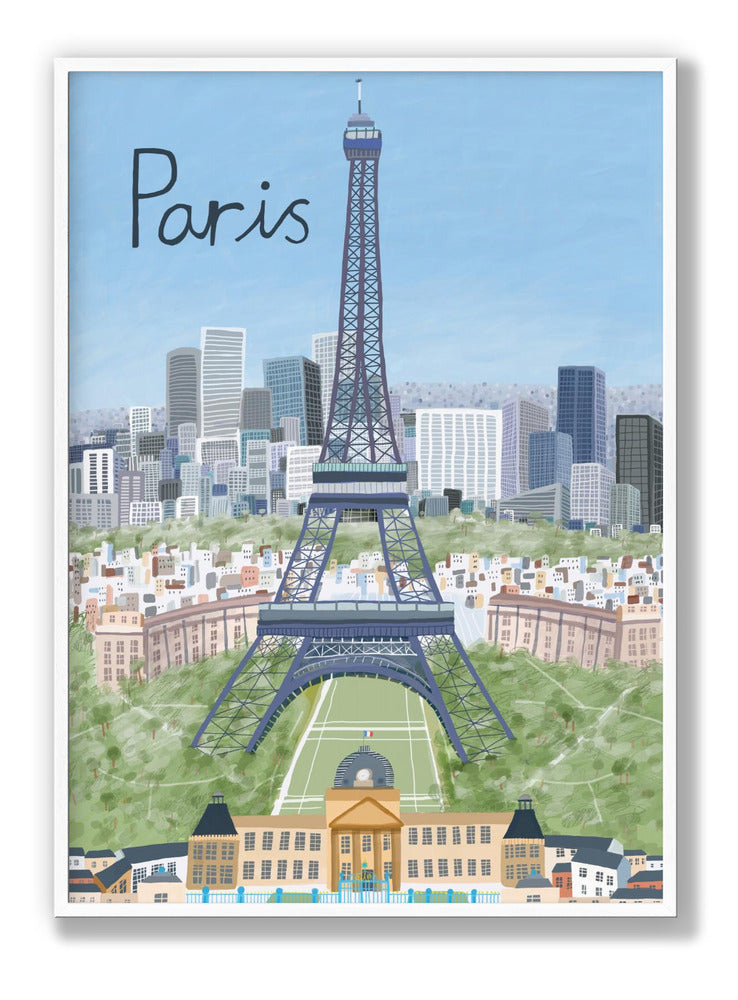 Eiffel Tower with Paris City in Background by Artist Carla Daly