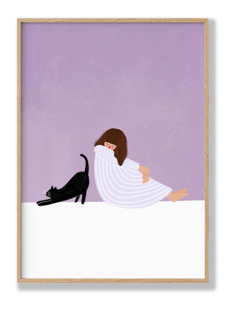 Girl and Cat plakat