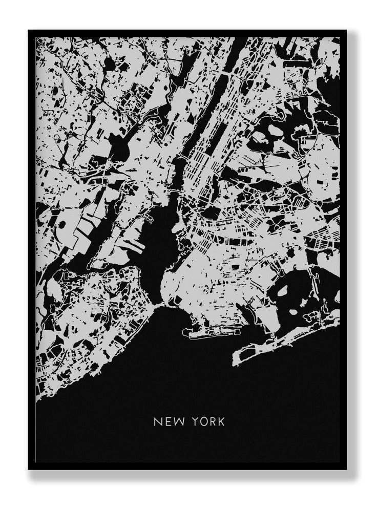 Map New York 2 Black plakat