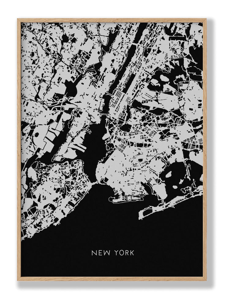 Map New York 2 Black plakat