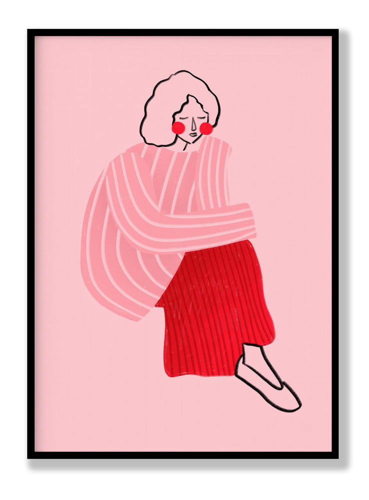 Pink and Red Line Lady plakat