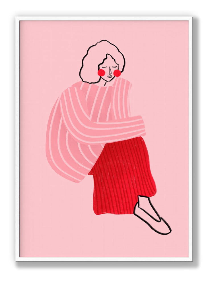 Pink and Red Line Lady plakat