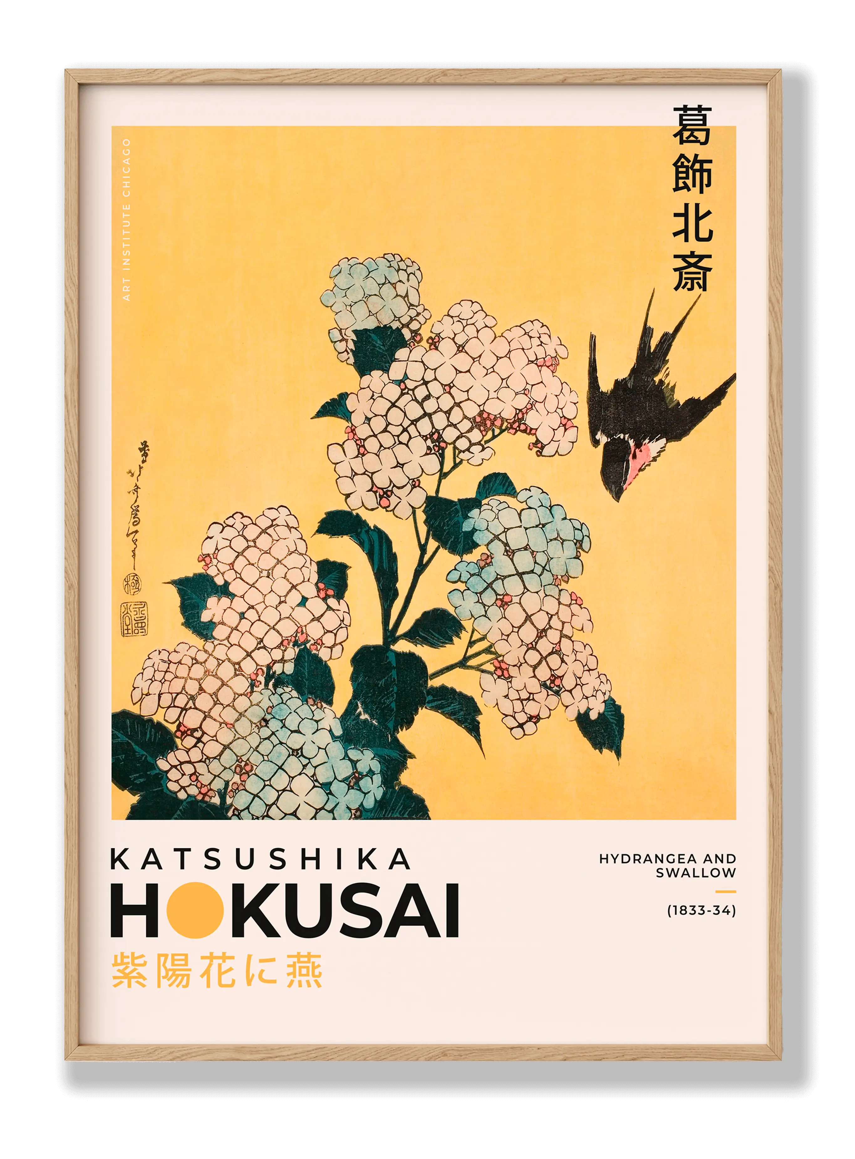 Katsushika Hokusai - Hydrangea And Swallow Poster