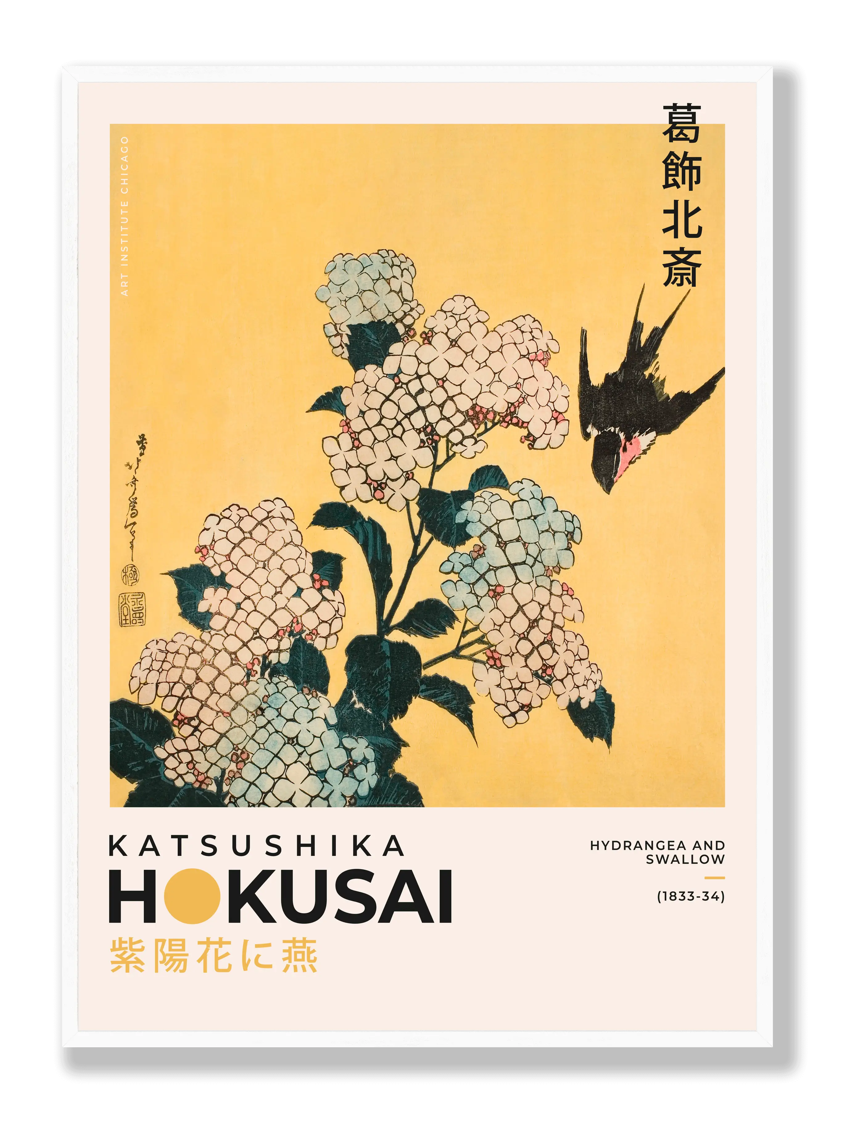 Katsushika Hokusai - Hydrangea And Swallow Poster