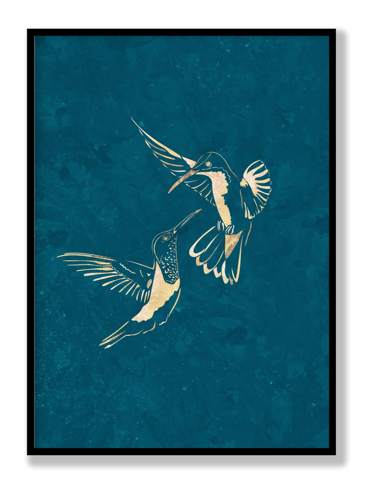 Gold Hummingbird Line art Silhouettes 3