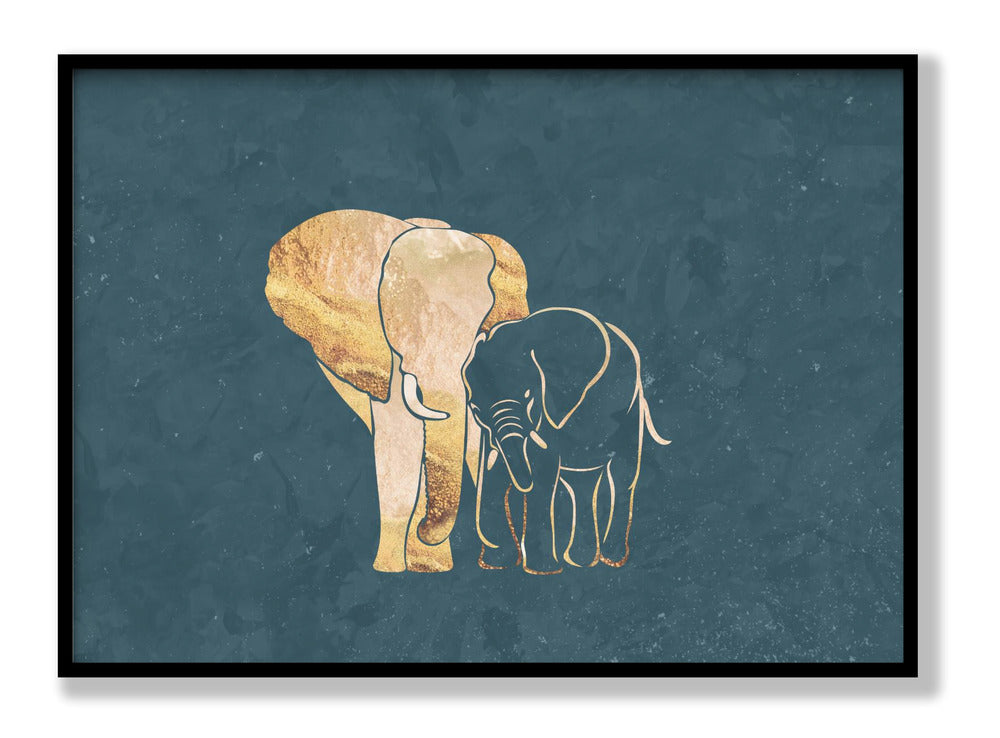 Gold Elephant Line art Silhouettes 2