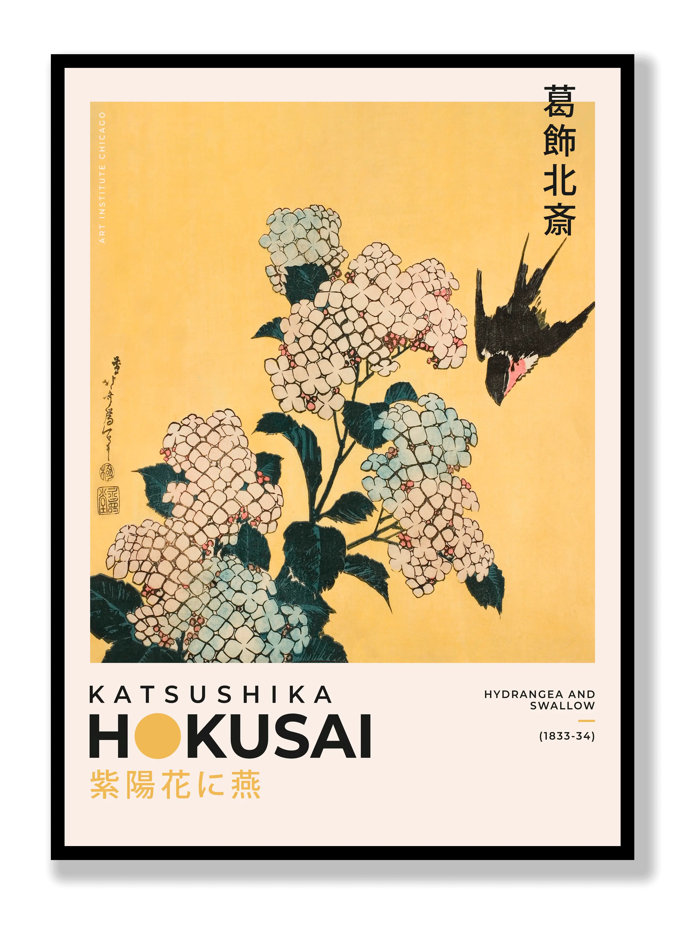 Katsushika Hokusai - Hydrangea And Swallow Poster